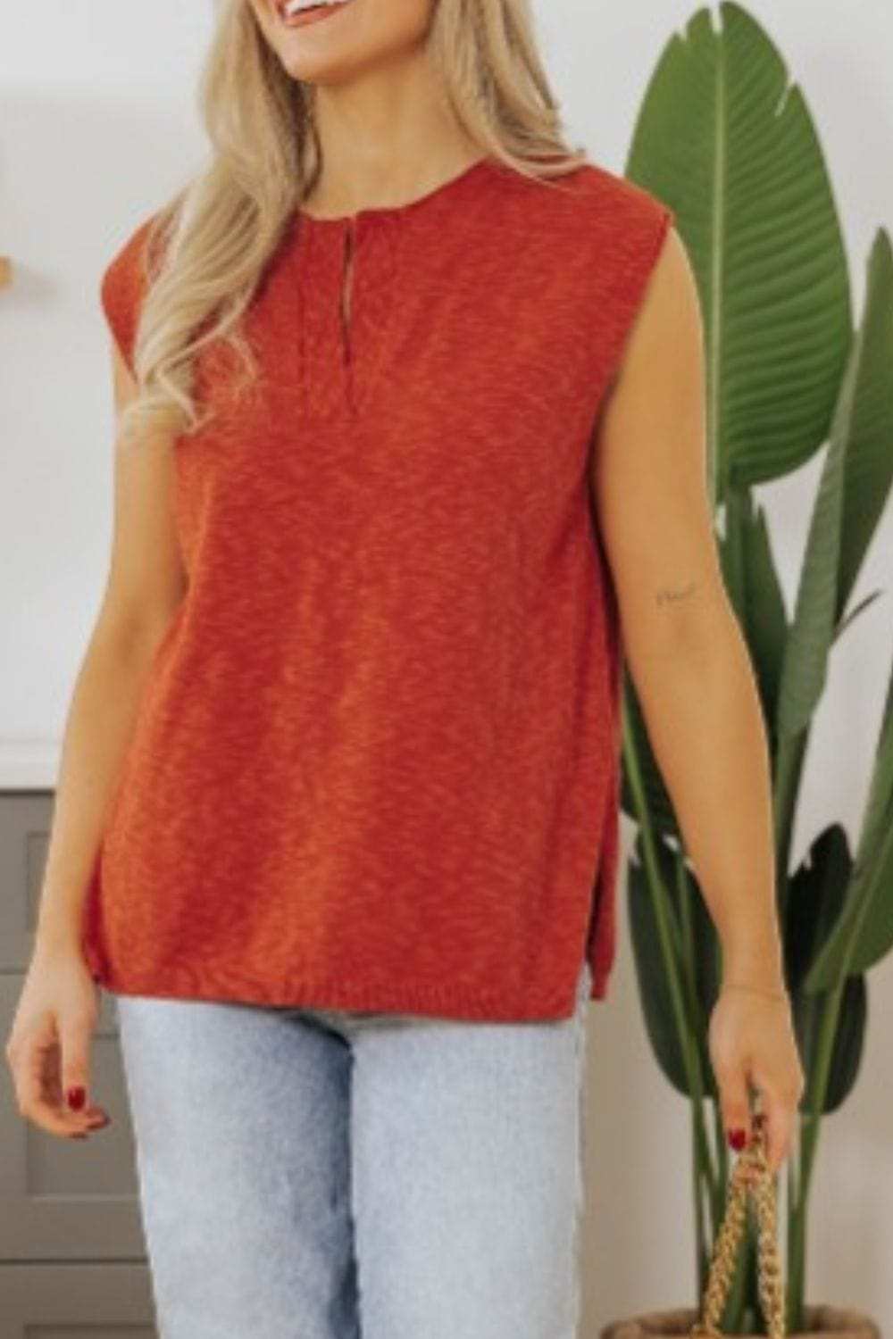 Side Slit Round Neck Sweater Vest - Trendsi - Flyclothing LLC