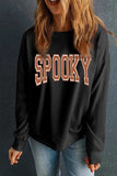 SPOOKY Round Neck Long Sleeve Sweatshirt - Trendsi - Flyclothing LLC