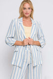 Love Tree Linen Woven Striped Blazer - Trendsi - Flyclothing LLC