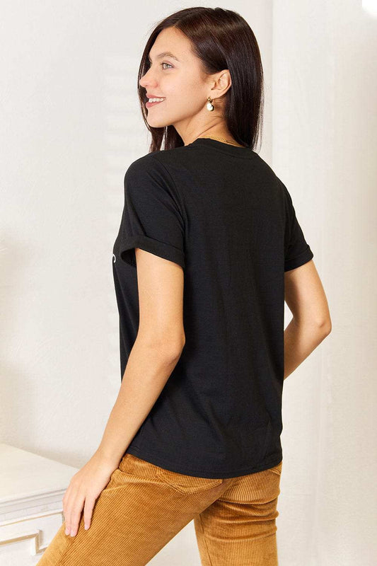 Simply Love Letter Graphic Round Neck T-Shirt - Trendsi - Flyclothing LLC
