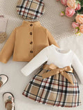 Children's Plaid 3-Piece Outfit Set - Trendsi - Flyclothing LLC