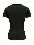 Round Neck Short Sleeve T-Shirt - Trendsi - Flyclothing LLC