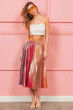BiBi Metallic Color Block Pleats Midi Skirt - Trendsi - Flyclothing LLC