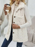 Fuzzy Button Up Vest Coat - Trendsi - Flyclothing LLC