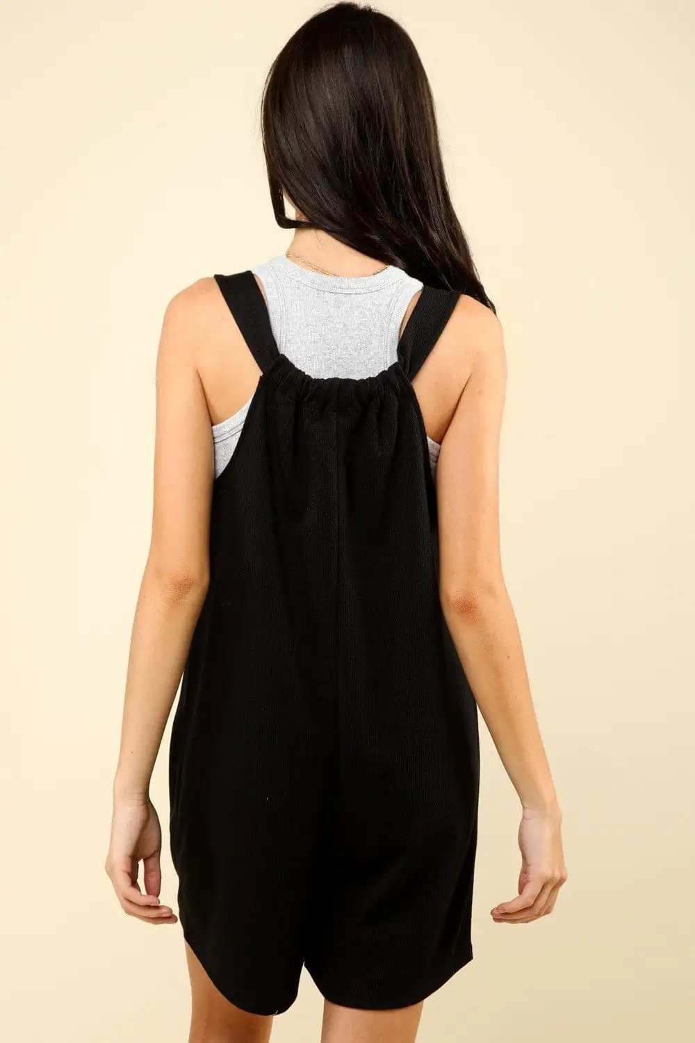 VERY J Tie Shoulder Front Pocket Romper - Trendsi - Flyclothing LLC