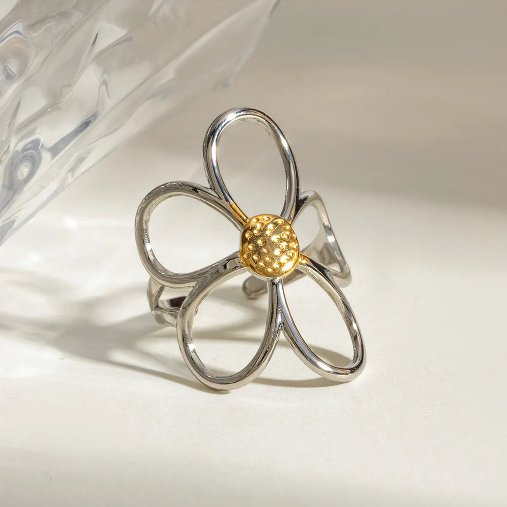 Two-Tone Daisy Flower Ring - Trendsi - Flyclothing LLC