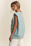 J.NNA Frayed Tweed Padded Shoulder Vest - Trendsi - Flyclothing LLC
