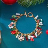 18K Gold-Plated Christmas Charm Bracelet - Trendsi - Flyclothing LLC
