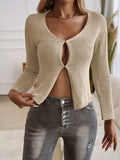 Devine Long Sleeve Cropped Cardigan - Trendsi - Flyclothing LLC