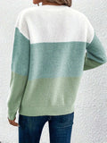 Color Block Boat Neck Sweater - Trendsi - Flyclothing LLC