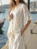 Openwork Tassel Open Front Knit Cover Up - Trendsi - Flyclothing LLC