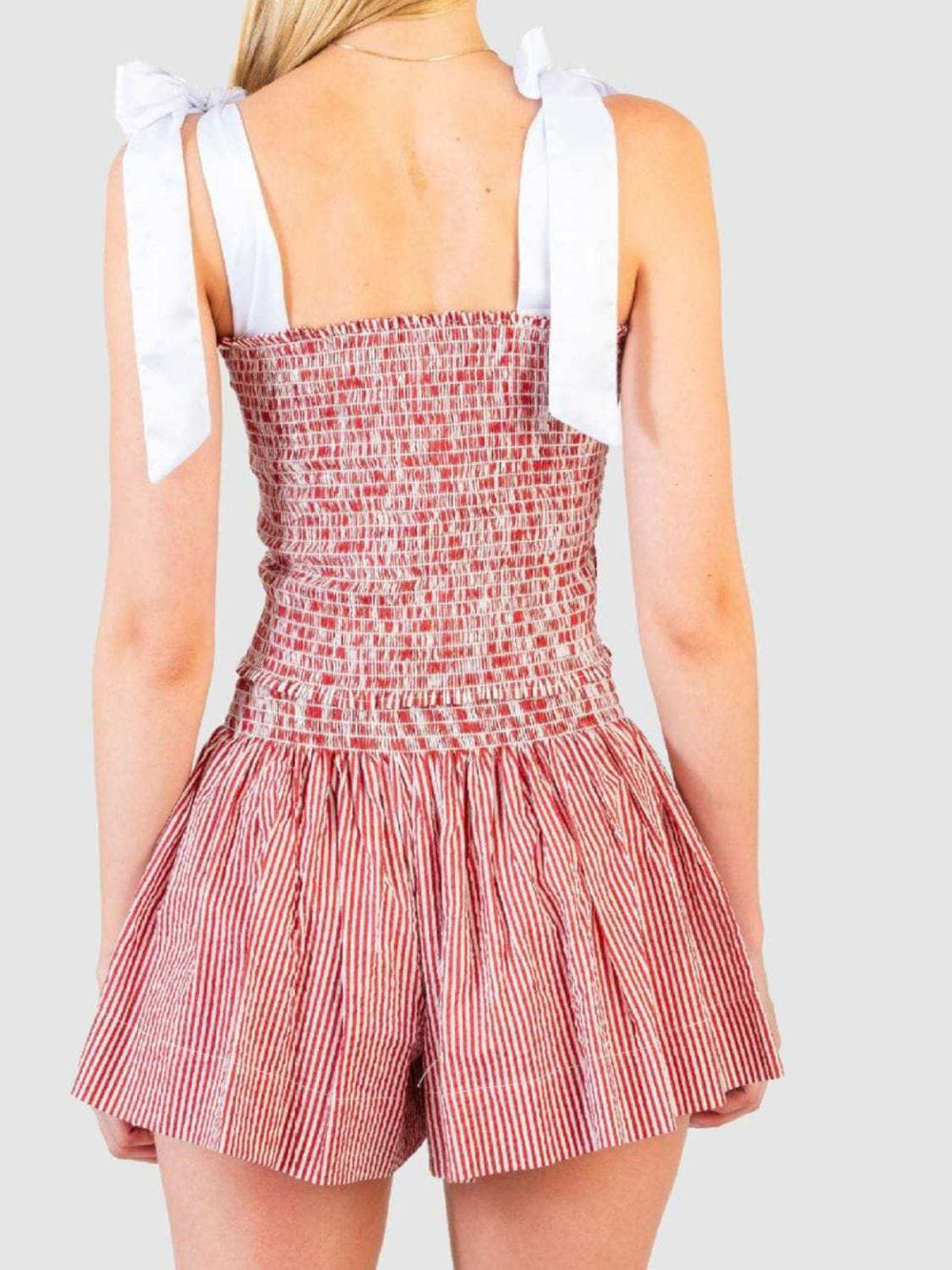 Smocked Tie Shoulder Cami and Shorts Set - Trendsi - Flyclothing LLC