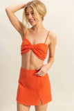HYFVE Ruched Bra Top and Mini Skirt Set - Trendsi - Flyclothing LLC