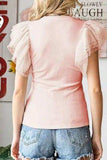 Ruffled Round Neck Cap Sleeve Blouse - Trendsi - Flyclothing LLC