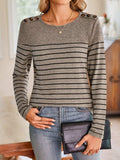 Lovelet Striped Round Neck Long Sleeve T-Shirt - Trendsi - Flyclothing LLC