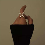 Stainless Steel Crisscross Open Ring - Trendsi - Flyclothing LLC