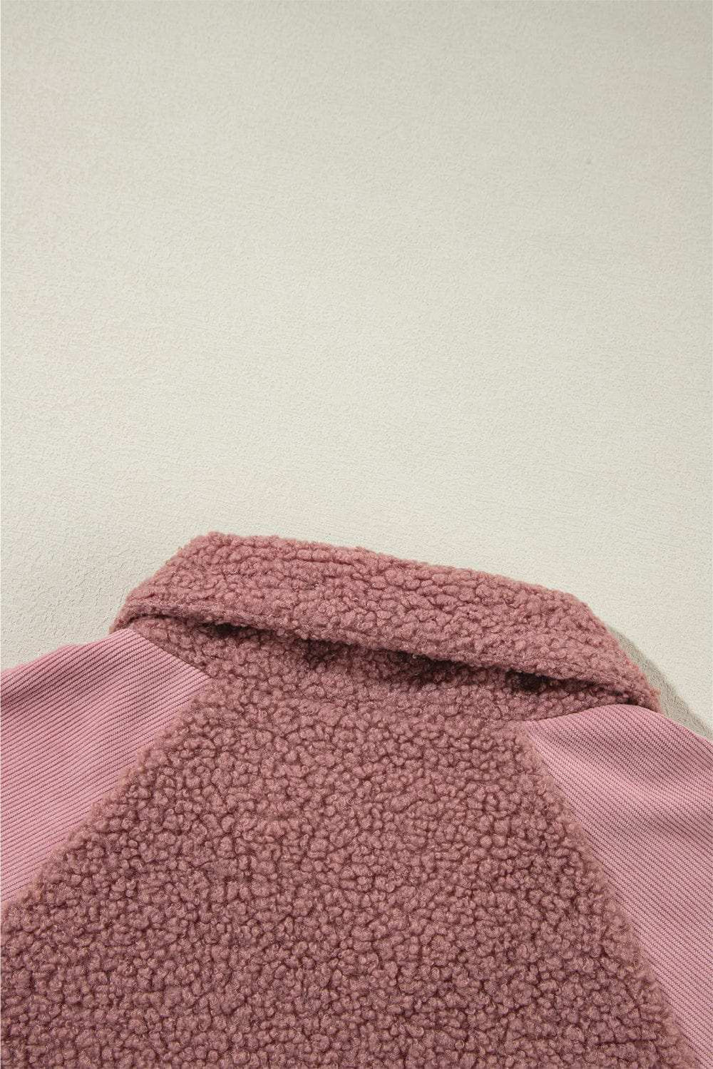 Lace Detail Zip Up Sherpa Patchwork Jacket - Trendsi - Flyclothing LLC