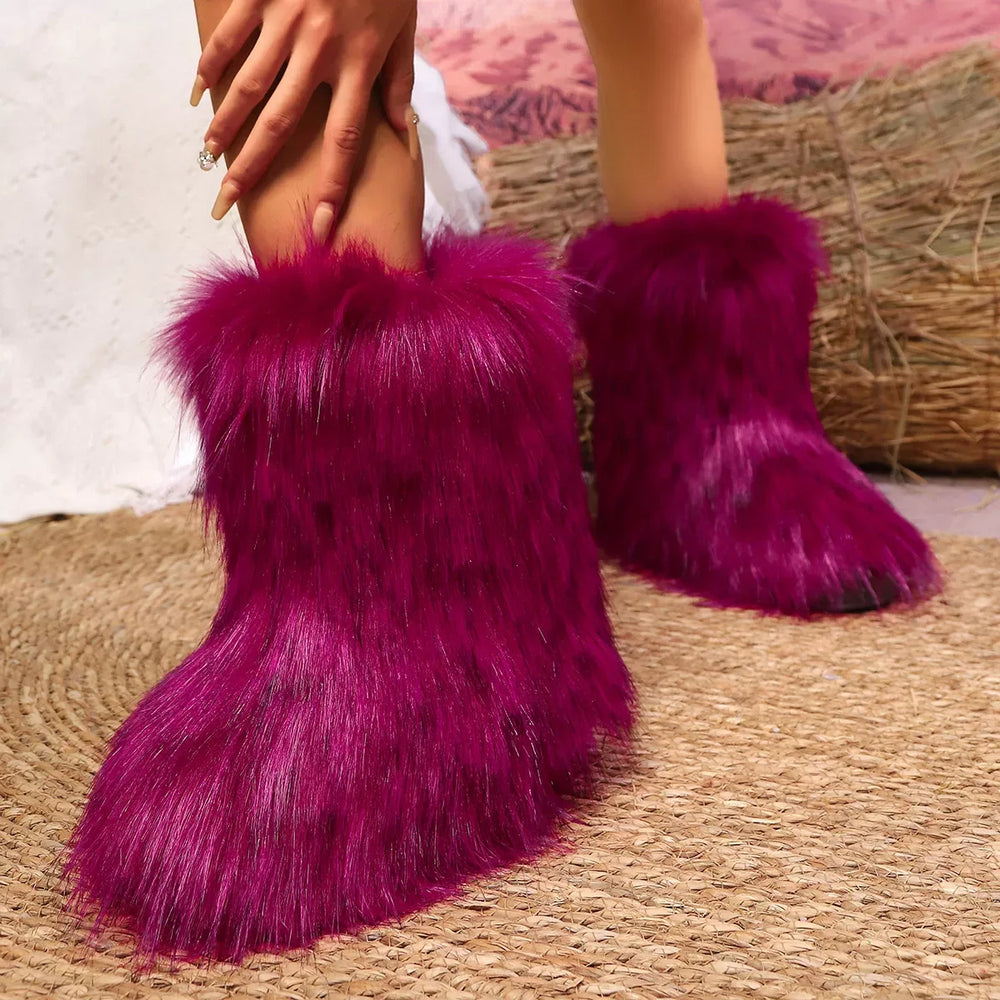 Faux Fur Winter Boots - Trendsi - Flyclothing LLC