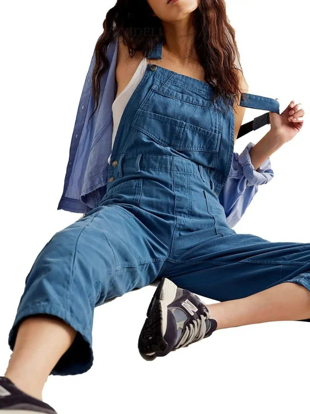 Pocketed Wide Strap Denim Overalls - Trendsi - Flyclothing LLC
