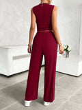 Mock Neck Sleeveless Top and Drawstring Pants Set - Trendsi - Flyclothing LLC