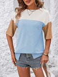 Color Block Round Neck Half Sleeve T-Shirt - Trendsi - Flyclothing LLC