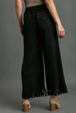 Umgee Full Size Suede Fringe Hem Wide Leg Pants Plus Size - Trendsi - Flyclothing LLC