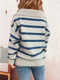 Striped Dropped Shoulder Sweater - Trendsi - Flyclothing LLC