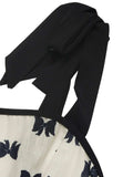 Bow Print Tie Shoulder Dress - Trendsi - Flyclothing LLC