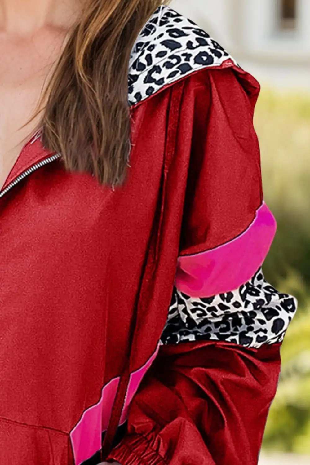 Leopard Zip Up Long Sleeve Hooded Jacket - Trendsi - Flyclothing LLC
