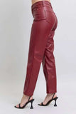 Judy Blue Full Size High Waist Tummy Control Faux Leather Straight Pants Plus Size - Trendsi - Flyclothing LLC