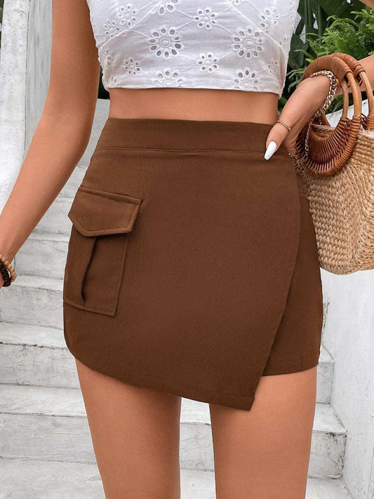 Pocketed High Waist Shorts - Trendsi - Flyclothing LLC