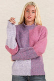 VERY J Color Block Mock Neck Drop Shoulder Sweater - Trendsi - Flyclothing LLC