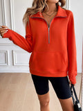 Ivy Lane Half Zip Raglan Sleeve Sweatshirt - Trendsi - Flyclothing LLC