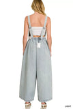 Zenana Denim Light Washed Wide Leg Overalls - Trendsi - Flyclothing LLC