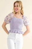 And The Why Embellishment Sleeve Smocked Top - Trendsi - Flyclothing LLC