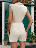 Collared Neck Sleeveless Romper - Trendsi - Flyclothing LLC