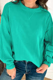 Exposed Seam Round Neck Long Sleeve Sweatshirt - Trendsi - Flyclothing LLC