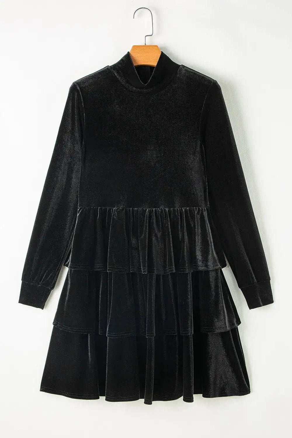 Ruffled Layered Long Sleeve Mini Dress - Trendsi - Flyclothing LLC