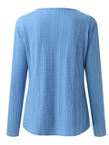 Decorative Button Round Neck Long Sleeve Top - Trendsi - Flyclothing LLC