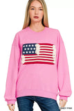 Zenana French Terry American Flag Pullover - Trendsi - Flyclothing LLC