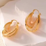 Copper Glass Stone U Shape Earrings - Trendsi - Flyclothing LLC