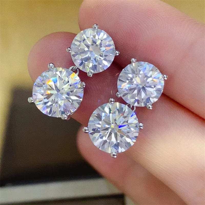 10 Carat Moissanite 925 Sterling Silver Earrings - Trendsi - Flyclothing LLC