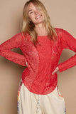POL Exposed Seam Long Sleeve Lace Knit Top - Trendsi - Flyclothing LLC