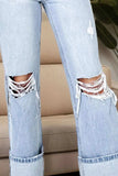 Distressed High Waist Jeans with Pockets - Trendsi - Flyclothing LLC