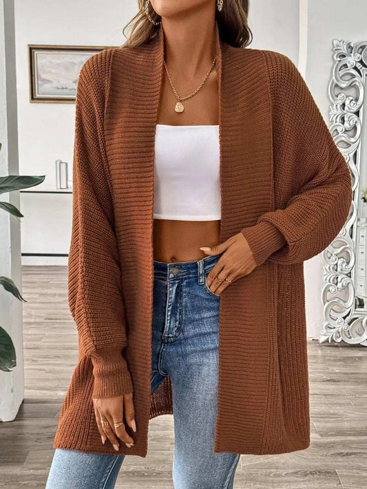 Open Front Long Sleeve Cardigan - Trendsi - Flyclothing LLC