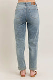 Judy Blue Full Size Hw Vintage Wash Double Roll Cuff Bf Jeans Plus Size - Trendsi - Flyclothing LLC