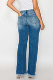 bytos Full Size Raw Hem Distressed Mid Rise Straight Jeans - Trendsi - Flyclothing LLC