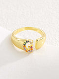 18K Gold-Plated Zircon Letter Ring - Trendsi - Flyclothing LLC