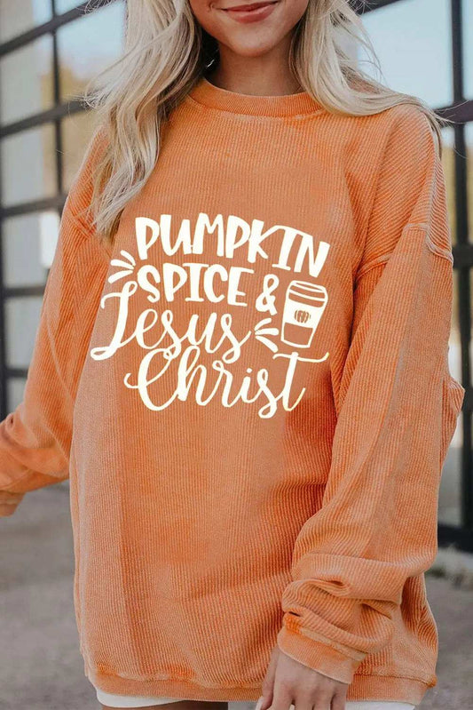 Letter Graphic Round Neck Long Sleeve Oversize Sweatshirt - Trendsi - Flyclothing LLC
