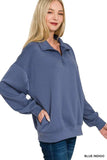 Zenana Scuba Quarter-Zip Sweatshirt - Trendsi - Flyclothing LLC